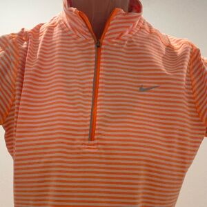 Nike Vibrant Orange and White Striped pullover.